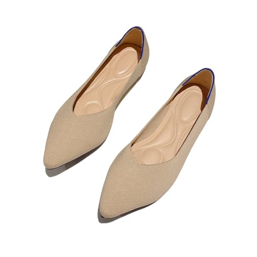 HIPPOSEUS Women's Knitted Ballet Flats Comfortable Casual Dressy Pointed Toe Walking Shoes