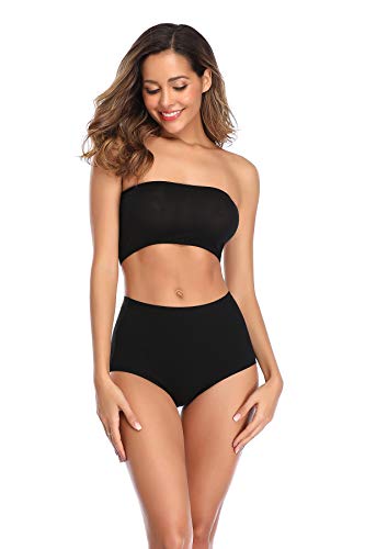 Image of Women's High Waist Cotton Underwear Soft Brief Panties Decorated with Lace Regular and Plus Size