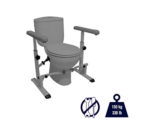 Kmina - Toilet Safety Rails For Elderly (330 Lbs), Toilet Rails For Elderly Free Standing Adjustable Height Width, Heavy Duty Toilet Safety Frame With Arms, Handicap Toilet Seat, Easy Installation #TOP1