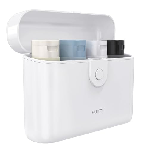 Travel-Bottles-with-Case-4x2oz-TSA-Approved-Leak-Proof-Press-to-Unlock-Compact-Portable-Travel-Toiletries-White Travel Bottles with Case, 4x2oz TSA Approved, Leak-Proof, Press to Unlock, Compact & Portable Travel Toiletries (White) - Image 1