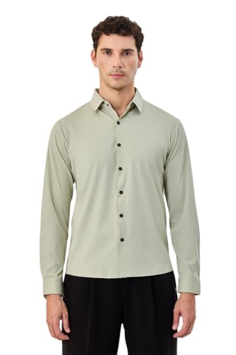 Image of SNITCH Men Casual & Semi-Formal Shirt | Regular Fit Full Sleeve Point Collar Solid Design | Premium Nylon Blend Breathable & Stretchable Fabric for All Day Comfort