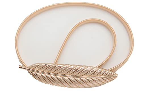 Women Gold Elastic Fashion Belt - Hip High Waist Skinny Waistband Metal Leaf Size S M L #TOP4