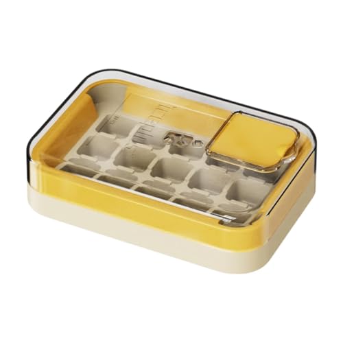 DimyFew Bandeja de Cubos de Hielo para Congelador con Tapa Extraíble, Práctica Herramienta de Cocina Que 15 Cubitos de Hielo para Jugo de Bebidas Refr, Amarillo, Individual