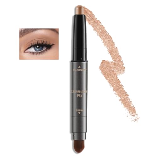 Boobeen Lidschattenstift, Creme-Lidschatten-Stift mit Mischpinsel, schimmernder und matter Lidschatten-Stift, wasserfest & lang anhaltend