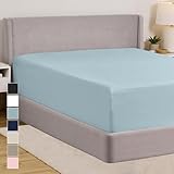 GORILLA GRIP Fitted Sheets, Stay in Place Twin Size Deep Pocket Bottom Bed Sheets for Mattress, Lightweight Microfiber Sábana, All Around Elastic, Oeko-Tex, Wrinkle and Shrink Resistant, Seablue