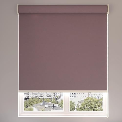 Image of 100% Blackout Roller Blind for Windows | Room Darkening Privacy Window Shade | UV Protection | Thermal Insulated Fabric | Home, Bedroom, Living Room & Office | Brown