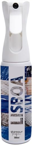 GLAMOUR PARFUM - Ambientador de Hogar Lisboa - 300 ml - Pulverizador con Aroma Fresco y Marino - Ambientador Textil en Spray - para Pulverizar en la Cama o en Cortinas - Reutilizable