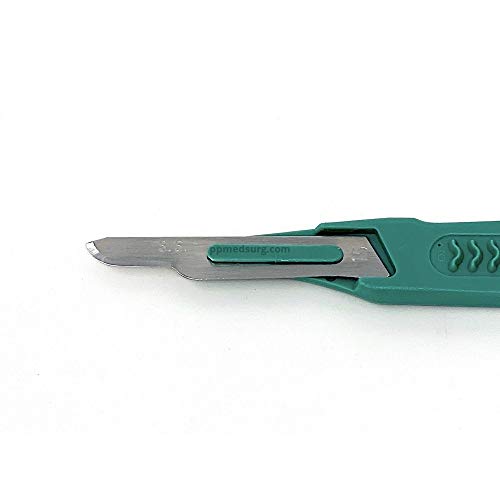 Disposable Scalpels Sterile Surgical Blade Size 15 Stainless Steel with Plastic Handle & Metric Line Individually Foil Wrapped by P&P MEDICAL SURGICAL Box of 10