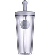 ストロー タンブラー ストロー付きタンブラー ストロータンブラー 2層構造 ストローカバー付き 漏れ防止 オシャレー コーヒー ジュース （グレー/ 520ml）