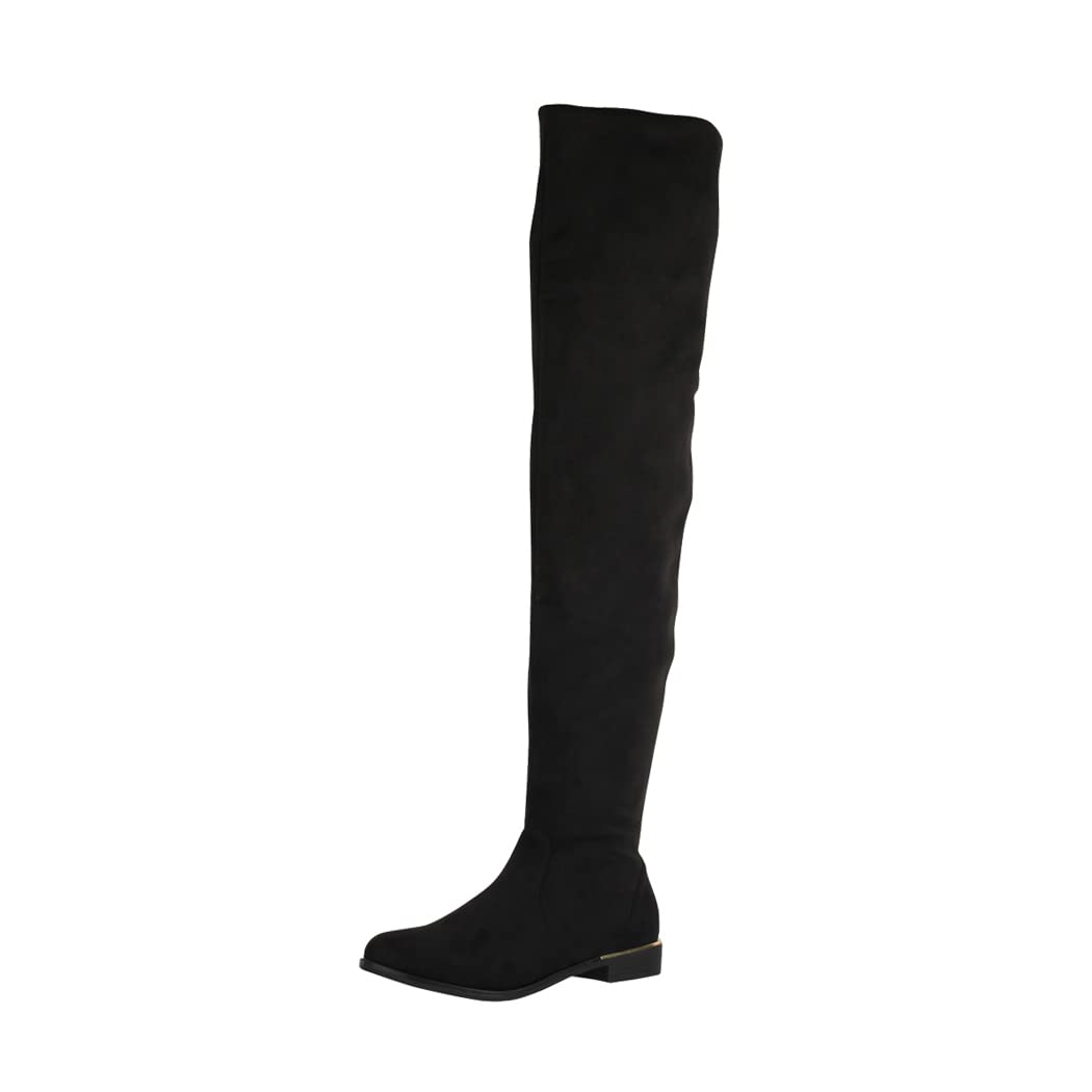 Elara Damen Stiefel Overknees Wildlederoptik Chunkyrayan