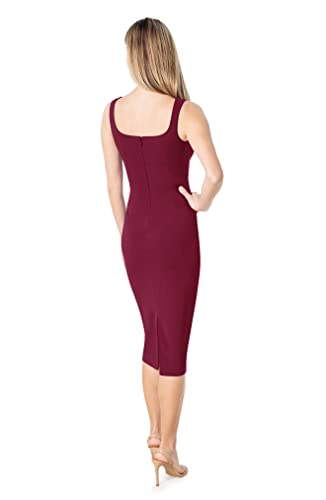 Image of Dress The Population Womens Sloane Rounded V Neck Bodycon Midi Dress