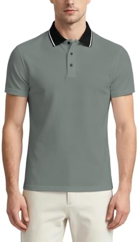 ZHAOCAI Poloshirts für Herren Erwachsene, Kurzarm, Leicht, Schnell trocknend, Atmungsaktiv, Feuchtigkeitsableitend, Arbeits und Freizeit Polo für Sport, Fitness, Golf, Sommer Herre