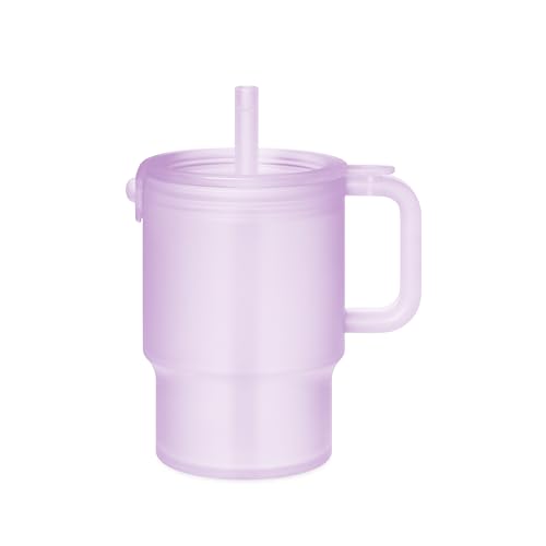 Olababy Clear Sense Silicone Tumbler with Handle & Straw 11 oz Toddler & Kids Spill Proof Sippy Cup Leak Resistant BPA Free Baby Cup Cupholder Compatible Travel Quencher (Lilac 1 PK)