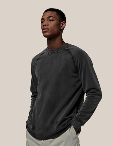 Aelfric Eden Acid Wash Sweatshirt Crewneck Oversized Sweatshirts Vintage Casual Solid Long Sleeve Pullover Tops4