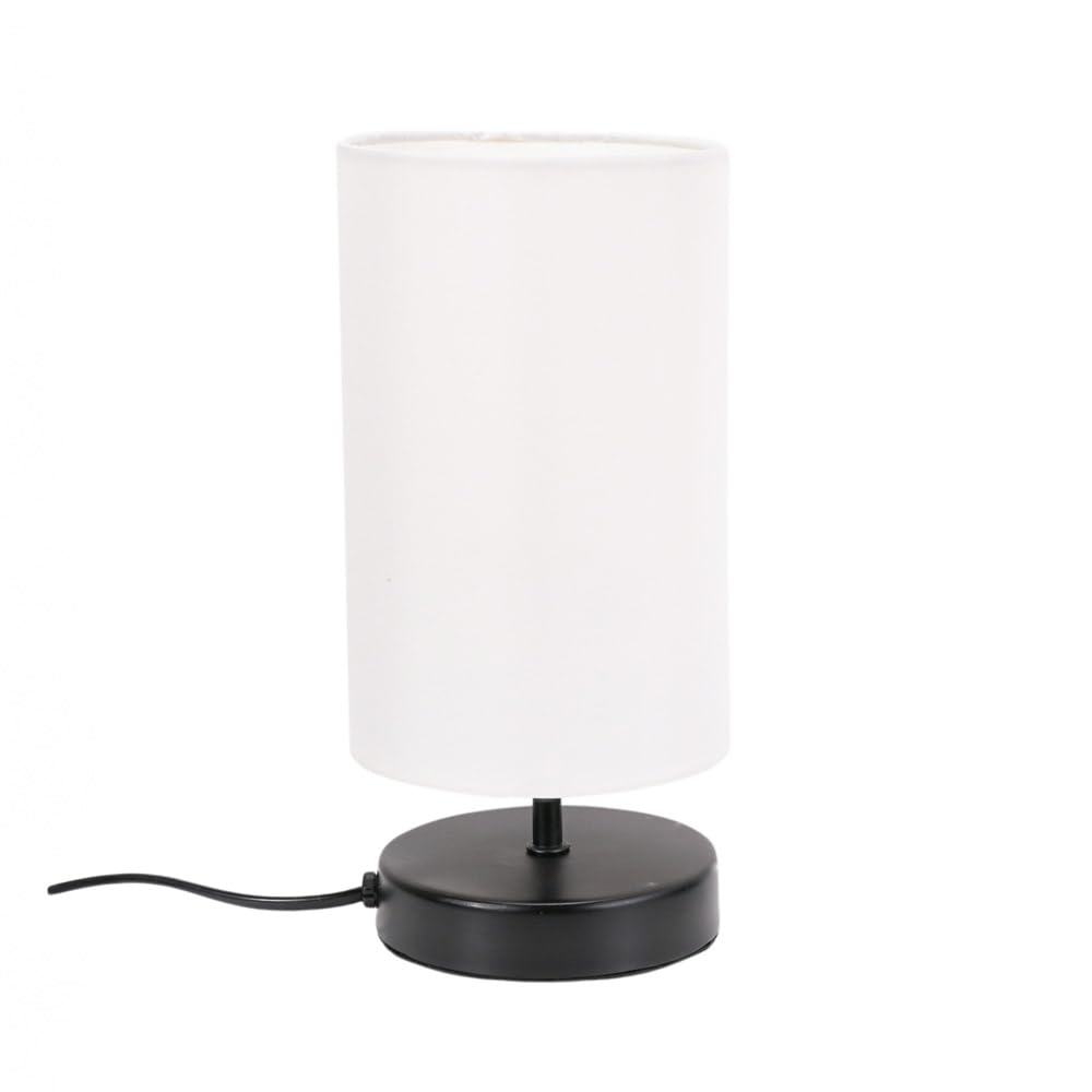 Valuelights White | Matt Black Cylinder Touch Dimmer Table Lamp With Fabric Shade | Home Décor, Bedside & Desk Lamp 150Cm