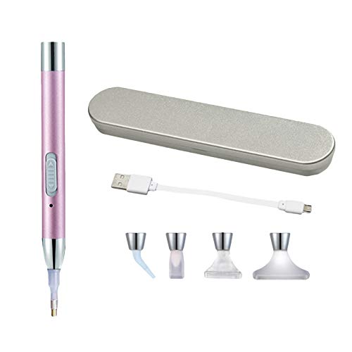 Benoon Pluma de taladro de pintura de diamantes LED, bolígrafo de pintura de diamantes, USB recargable LED punto de iluminación taladro pluma diamantes pintura bordado herramientas púrpura set 2 Cover