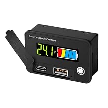 Linkstyle Battery Voltage Meter, DC 12V Voltmeter with Battery Monitor Capacity Tester USB Outlet, Digital Display Voltage Gauge Replacement