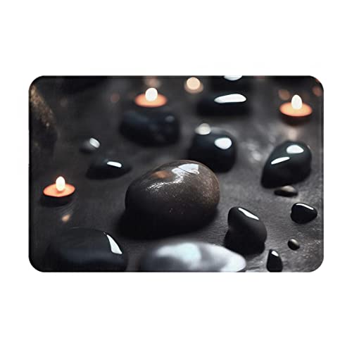 HAMISBEL Zerbino in pietra a forma di cuore misterioso nero, 40,6 x 61 cm, adatto per bagno, cucina, camera da letto. Decorazione per la casa, facile da pulire.