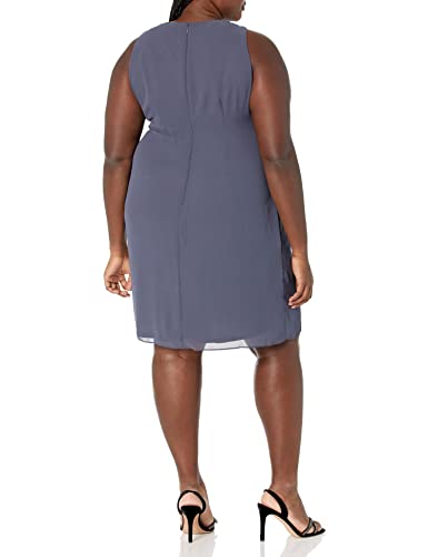 Image of S.L. Fashions Women's Plus Size Chiffon Tier Jacket Dress with Beading Detail