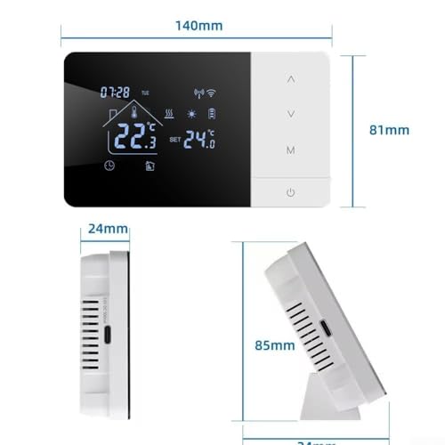 Termostato Inteligente WiFi, para aplicación Tuya programable, Controlador de Temperatura para calderas de Gas, Compatible con Control de Voz Alexa, con Bloqueo Infantil, Digital Termostatos de Pared - imagen 2