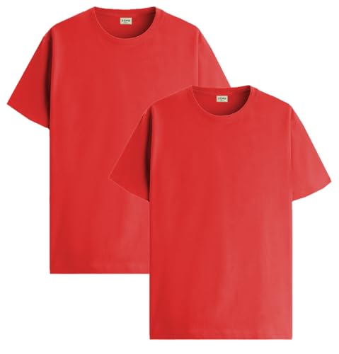Image of ADRO Men's Cotton Regular Fit Combo Plain Solid T-Shirt Pack of 2