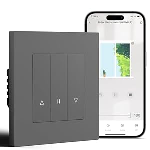 BSEED WLAN Rollladenschalter Unterputz mit PC Rahmen, Smart Jalousien Schalter benötigt Nullleiter, WiFi Rolladen Zeitschaltuhr Prozentuale Steuerung, kompatibel mit Alexa/Google Home, Grau