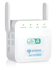 Extendtecc WiFi Booster Wireless WiFi Extender Signal Booster 300Mbps, WiFi Repeater Wireless Signal Booster 2.4 GHz Dual Band 4 Antennas 360 Full Coverage Internet Extender