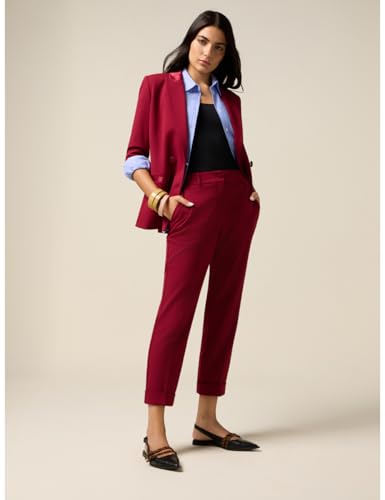 Oltre: Pantaloni Cropped In Tessuto CrêPe Bordeaux. 48 Stagione Autunno Inverno 2025 - 2