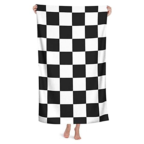 Microfiber Beach Towel ,Bath Towel Super Absorbent and Quick Dry Beach Towels for Sports Swimming Hotel 52 X 32 inch Towel Checker Board Cover