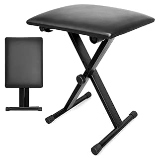 LETSROCK Banc de piano – Banc de clavier rembourré réglable – Tabouret pliable – Siège pliable imperméable et antidérapant – Noir - Les Beatles, Paul McCartney, John Lennon, RIngo Starr, George Harrison