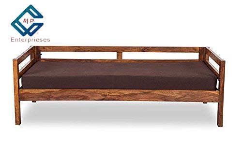 Image of Solid Wooden Sofa Cum Couch with Base Cushion for Living Room (Brown)