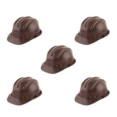 Image of KARAM PN521 Safety Helmet for Men Construction Helmet | Ratchet Type Adjustment with Adjustable Chin Strap | Work Helmet with Side Slot for Attachment | is:2925:1984 Certified | Brown | Pack of 5