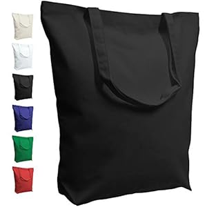 TOPDesign 2 | 6 | 12 Pack Super Strong Large 17.5″x16.5″x5″ 10oz Cotton Canvas Tote Bag, Reusable Grocery Shopping Bags, Blank Black Bags for Crafts, DIY Your Creative Designs (Pack of 2)