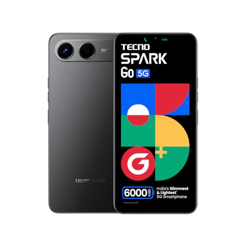 Image of Tecno Spark GO 5G (Ink Black, 4GB+128GB) | Slimmest Smartphone with 6000mAh Battery | Ella AI with Indian Languages Support* | IP64 Dust and Water Resistant
