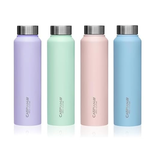 CASPIAN /// Astra Stainless Steel Water Bottle (Green, Pink, Blue & Light Purple, 1 Litre, Set of 4)| Leak Proof Thunder for Fridge Home Office Travel School Kids Boys Girls Adults Sports Gym Yoga