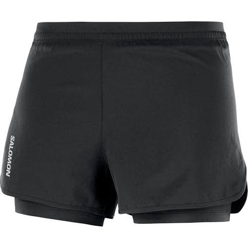 Salomon Short de randonnée 2 en 1 avec Croix pour Femme, Noir foncé, Taille L, Noir Profond, L