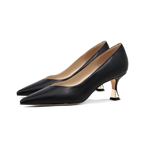 Image of Women Low Kitten Heels Women's Dressy Pumps Pointed Closed Toe Elegant Wedding Pumps Formal Work Office Comfortable Shoes Classic Pumps for Women