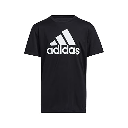 adidas Camiseta masculina de manga curta com logotipo Aeroready Performance, Preto, 8 Husky