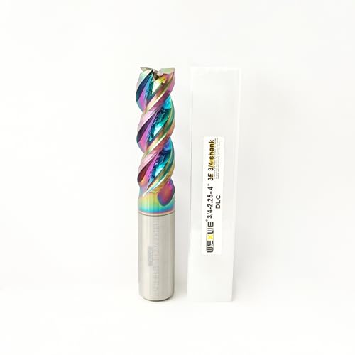 Image of Tools DLC Series Carbide Square End Mill, Diamond-Like Coating, End Mill for Aluminum, Copper, Magnesium Alloys, High Silicon Aluminum, Composite Materials,3 Flute,3 /4 Shank (0.75(3 /4) inch, 1pcs)