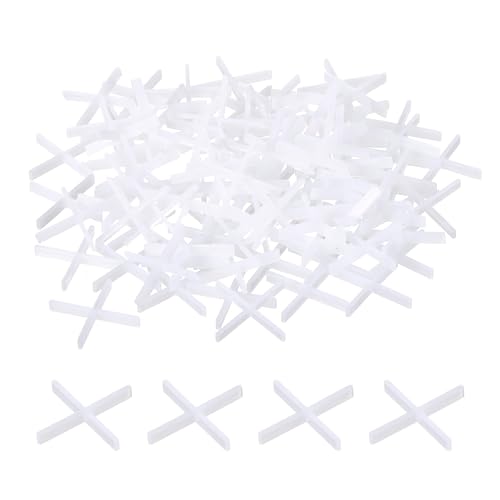 QUARKZMAN 300 Piezas Separadores de Azulejos 1mm 3/64' Separador de Plástico en Cruz para la Instalación de Azulejos de Pared y Suelo, Blanco