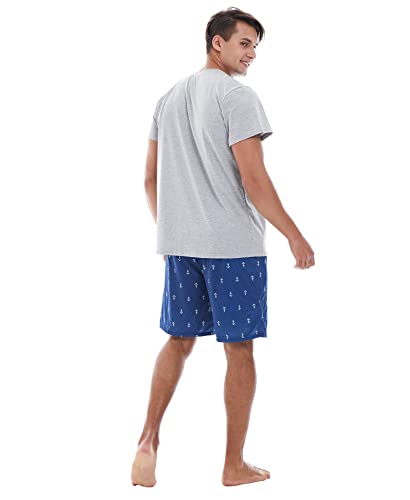 Image of Yoimira Mens Soft Pajama Set Short /Long Sleeve 2 Piece PJs with Pockets | Men's short /long sleeve pajama set, soft 2 piece PJs with pockets for sleepwear, loungewear, relaxing at home and nightwear