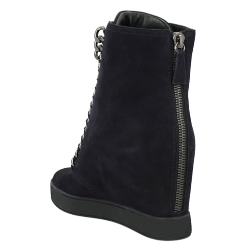 FSJ Women Wedge Heel Platform Ankle Boots Chain Lace-up Chunky Combat Booties Round Toe Pumps Zipper Fashion Sneakers Size 4-16 US3