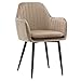 Dali Lot de 4 chaises de salle à manger avec accoudoirs et pieds noirs, housse en velours, coussin d'assise doux, beige
