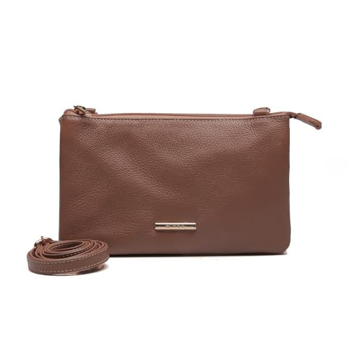 Bolsa Feminina Transversal Tiracolo Divisorias Pequena Couro Sifra (MARROM)