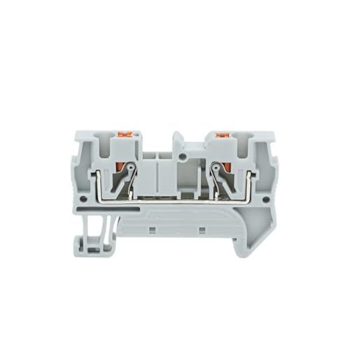 10Pcs PT4 Push-In Spring Feed-Through Strip Plug PT-4 Wire Electrical Connector Din Rail Screwless Terminal Block PT 4(PT4-Gray)