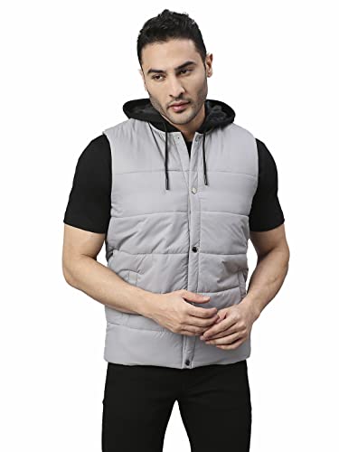 Image of Dennis Lingo Color Block Polyester Regular Fit Full Sleeves Men's Hooded Puffer Jacket with 2 Pockets - Lightweight Casual Winterwear for Men