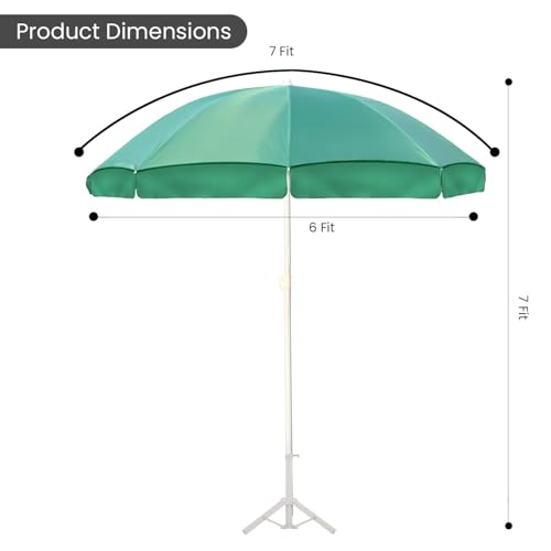 Image of ORILEY Garden Umbrella with Stand Foldable Big Size (7ft Height 42 Inch Rib Arm) Heavy Duty Waterproof Rain & UV Sun Protection Outdoor Patio for Balcony Shedding Cantilever & Lawn (Dark Green)