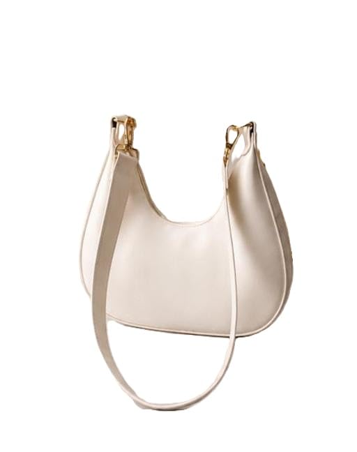 Women Fashion Sling Purse Solid Pattern PU Handbag Compact Shoulder Bag Travel Shopping Collection White-image-19