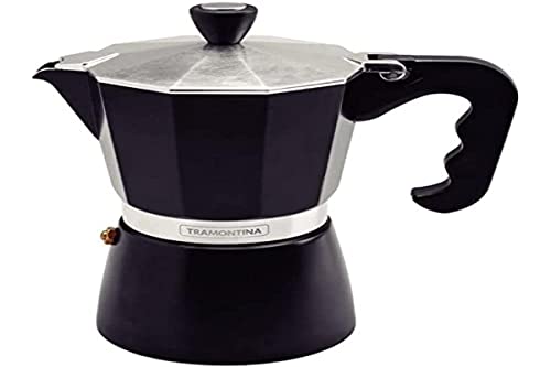 Cafeteira Expresso Italiana Tramontina em Alumínio Preto com Cabo em Nylon 320 ml