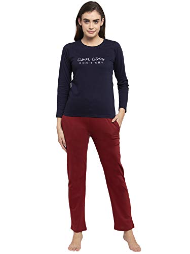 Image of Claura Women Cotton Solid Top & Pyjama Set